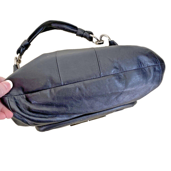 COACH Kristin New York Black Leather Satchel Shoulder Bag Purse Silver Hardware - Picture 5 of 12